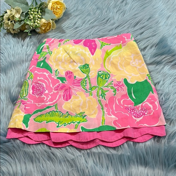 Lilly Pulitzer Sally Scallop Hem Bermuda Pink Skirt sz 5 - Picture 1 of 8